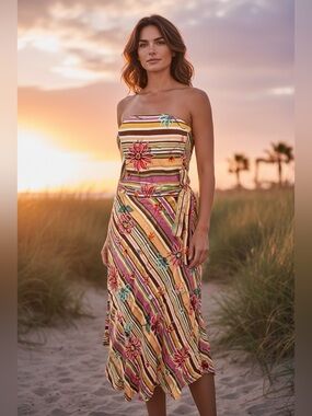 Campaigne Strapless Floral Summer Dress Sz 2